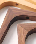 Heavy Duty L Corner Braces With Authentic Wood Grain Finish showcasing various wood tones and finishes for sturdy wall shelves.