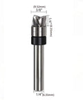 Top Pick Spiral Flush Trim Router Bit 1/4 Shank For Smooth Templates Plus 3/8 Cut Depth And 1/4 Length with measurement details.