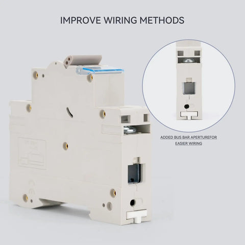 Side view of 1 Pole 110-240V 6A Miniature Circuit Breaker, Thermal Magnetic Trip, 6KA Breaking Capacity, C Curve, for various wiring