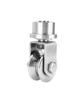 Rock Solid Heavy Duty 304 Stainless Steel V Groove Universal Wheel For Sliding Gate Caster And Ground Rail Roller System Gliding Smooth As Silk And Setting Up In A Jiffy, close-up view showing stainless steel construction.