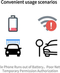 Convenient usage scenarios for Straight Up Premium Genuine Key Card Replacement Pair For Tesla Model Two. Icons show battery, connectivity, and car.