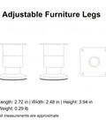 Diagram of Adjustable Stainless Steel Furniture Legs 1.5 To 9.8 Inch Leveling Feet For Cabinets And Sofas With Mounting Screws.