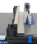 Close-up of the smooth rack and pinion fence on the Trusted Contractor Workhorse 10 Inch Table Saw for precise adjustments.