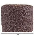 Close-up of Dremel 408 1/2-inch coarse brown sanding band for rotary tools