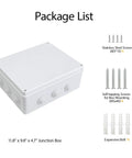 Package contents of Rugged ABS Plastic IP65 Weatherproof Electrical Junction Box Enclosure For Outdoor Projects Dustproof Waterproof