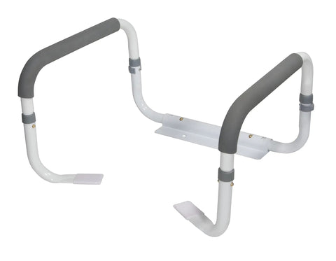 Adjustable Toilet Safety Grab Bar For Bathrooms White Fits Most Toilets With Easy Tool Free Install Non Slip Grip Rail
