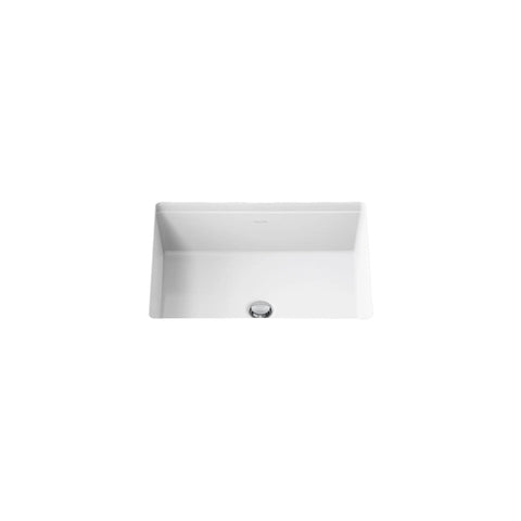 Top Shelf Rectangular Undermount Bathroom Sink In Crisp White Vitreous China With Sleek Geometric Lines And Zero Hassle Wall Counter Installation For That Fresh Modern Look
