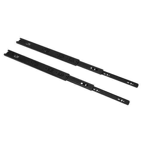 16 Inch Beefed Up Drawer Slides With Full Extension Ball Bearing Rails 100Lb Capacity Twelve Point Five Millimeter Thick Cold Rolled Steel Rubber Pads Ideal For Kitchen Dresser Desk Office Cabinets, black pair