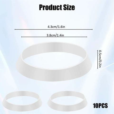 10 Pack Silicone Seal Rings For Drain Pipes And Sinks No Brainer Rubber Gasket Washers For One And a Half Inch Waste Lines Cone Seal Ring For Leak Proof Kitchen Bathroom Outdoor Plumbing White Set, 4.3cm x 3.8cm x 0.5cm