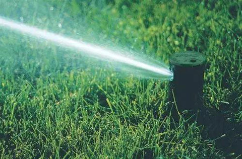 Gear Drive Sprinklers Are A Total Game Changer For Patchy Lawns, multi rotor head spraying water in lawn.