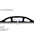 D-2 Low Profile Rubber Cord Cover dimensions diagram, showing height 0.5625", width 3.25", channel width 0.75"