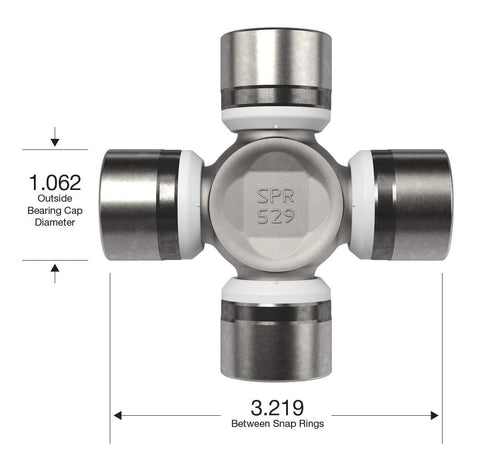 5 1310X U Joint Kit 1310 SPL22 Series OSR Outside Snap Ring Universal Joint measuring 1.062in cap diameter and 3.219in cap to cap.