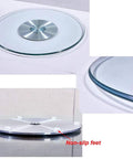 Rotating Lazy Susan Turntable With Glass Top And Silent Bearing showing non-slip feet for stability