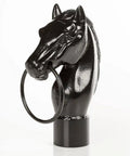 Cast Iron Horse Head Hitching Post For Barnyard Use, Heavy Duty Outdoor Mount That Fits Two Inch Pipe Or Unthreaded Post, Black Finish