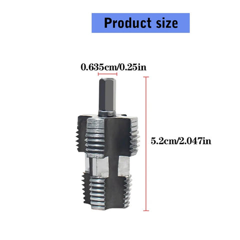 Heavy Duty Electric Drill Thread Tap And Die Set For PVC Water Pipe Repair, showing a detailed metal cutter size 5.2cm.