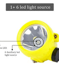 Rechargeable Safety Mining Headlamp With Dual Wearing Modes showing 1 main LED and 6 auxiliary LEDs