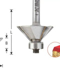 Pro Grade Carbide Tipped Chamfer Router Bit With Ball Bearing, 3 Flutes, 45 Degree Bevel, 15/16 Inch Diameter, 7/16 Inch Cutting Height, 1/4 Inch Shank, Flush Trim Style For Precise Bevels