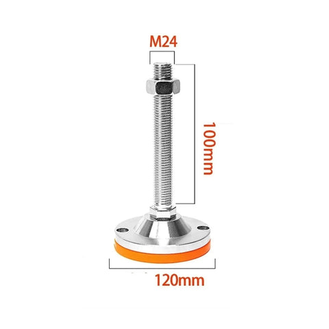 Heavy Duty Carbon Steel Adjustable Leveling Feet Six Pack For Home Office Garage And Industrial Use Gliding Levelers With Beefy Base Support Up To 1000 Pounds To Minimize Vibration On Uneven Floors Easy To Install And Adjust Height And Angle, M24 100mm 120mm