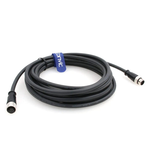 M12 8 Pin Male To Female Sensor Connector Cable Waterproof A Code Shielded Signal Cable coiled, 5M 16.4ft PVC jacket