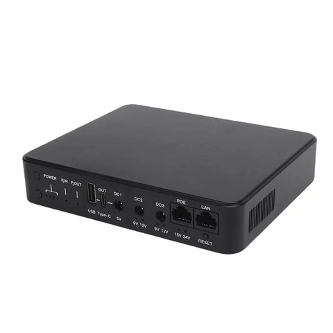 Heavy Duty Mini Ups Battery Backup Delivering Major Peace Of Mind With A Steady 10400mah Reserve And Six Amp Ports, black chassis with multiple ports.
