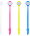 Disposable Plastic Dental Mirrors Set For Teeth Inspection, 40 curved angled mouth mirrors in white, pink, yellow, and blue