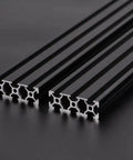 Close-up of 20 Series T Slot 2060 Aluminum Extrusion Profile 19.7 Inch Black Anodized European Standard Linear Rail For 3D Printers CNC DIY Projects 500mm