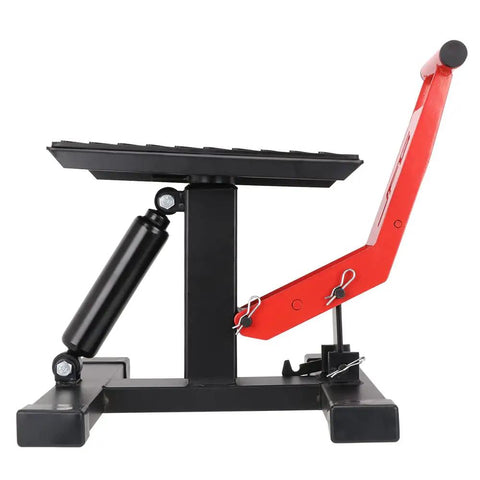 Side view of Hydraulic Motorcycle Lift Stand With Adjustable Deck Height 9.92 To 18.11 Inches, 150 Kg Capacity, Dirt Bike Jack Hoist