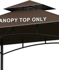 5X8 Replacement Canopy For Grill Gazebo Double Tiered All Weather No Sweat Easy Fit Outdoor BBQ Shelter Roof Cover Brown Weatherproof Polyester With UV Guard And Water Repellent Shield For Model LGG001PSTF installed view