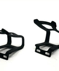 Pair of ATB Toe Clips and Straps Nylon Full Cage Toe Clips With Woven Straps for ATB and Hybrid Bikes, large size, black