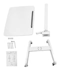 Heavy Duty Rolling Upright Desk With Adjustable Height Gas Lift And Secure Tilting Top Tray For Your Smooth Operator Home Office Or Classroom Workspace - White parts including top tray and frame.