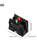 Totally No Fuss 10 Pack Push Button Switch Contact Blocks With Screw Clamp Terminals For Momentary Control Panels Normally Open And Closed Quick Hookup dimensions and design in close-up view.