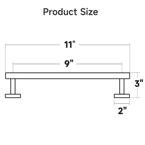Brushed Nickel Hand Towel Bar For Bathroom Wall Mounted 9 Inch Towel Rack SUS304 Stainless Steel Towel Rod size diagram