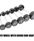 12 Piece RC Car Wheel Set With Rubber Tires And 3Mm Shafts For RC Cars Trucks Robots Boats And Helicopters Diy Model Building 48Mm Diameter 19Mm Wide Wheels And 100Mm Long Shafts displayed