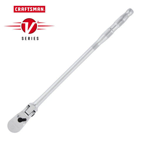 V Series Three Eighths Inch Drive Ratchet With Flexible Head XL 96 Tooth 180 Degree Articulating Head shown in full length