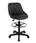 Drafting Chair With Backrest And Wheels For Office And Workshop Use Boss Level Comfort Adjustable Height Footrest PU Leather Tall Swivel Stool