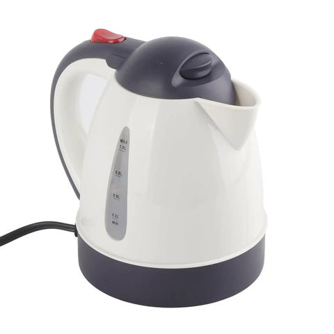 Portable 1000 ML 24V Automotive Car Kettle With Stainless Steel Plate For Quick Brewing Of Hot Coffee And Tea No Hassle Road Warrior Approved During Long Drives, side view showing capacity gauge.