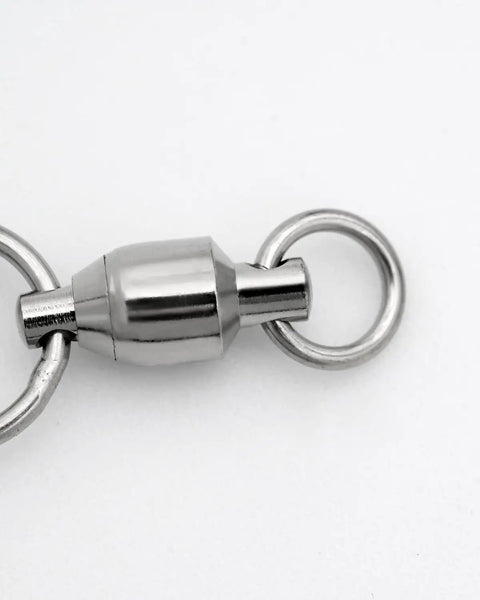 3-Way Ball Bearing Fishing Swivels, Brass And Stainless Steel Rolling Barrel, 10 Pack, Handles Up To 104lbs, Reduces Line Twist On Deep Drop Rigs And Lure Rotations, close-up