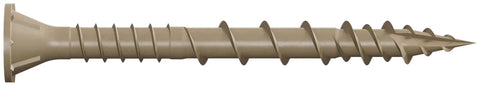 DSVT2S Deck-Drive Wood Screw Collated 10 X 2 In Torx T25 Tan with fast-start tip, flat head and nibs, side profile