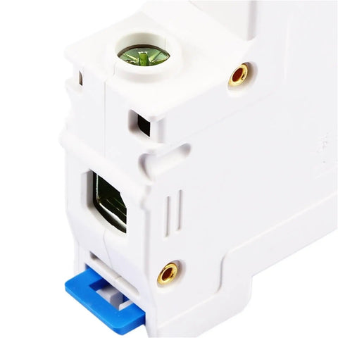 Tough As Nails One Pole Circuit Breaker Switch 120V To 240V Ac 60Hz side view showing mounting slot and copper contacts.