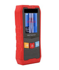 No Nonsense 4 In 1 Stud Finder Wall Scanner red handheld device with display, buttons for detecting wires and pipes.