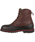 MudDog Waterproof Steel Toe Work Boot For Men Dark Chocolate Size 10 M side view with gusset tongue and TPU shell