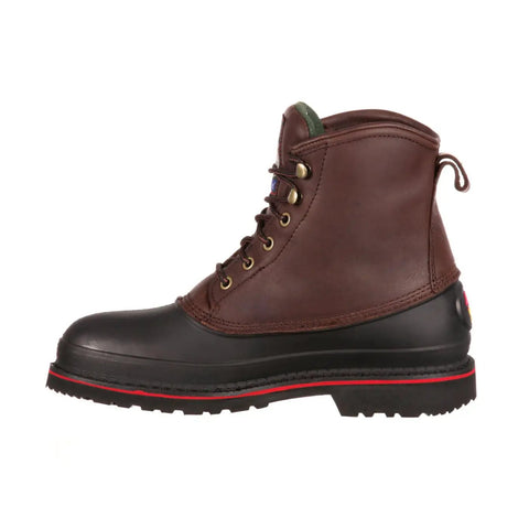 MudDog Waterproof Steel Toe Work Boot For Men Dark Chocolate Size 10 M side view with gusset tongue and TPU shell