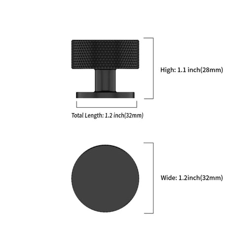 Six Pack Matte Black Cabinet Knobs Heavy Duty Solid Kitchen Pulls Drawer Hardware For Bathrooms Cabinets Rust Proof Anti Corrosion Easy Install Durable Metal Handles For Modern Cabinets And Furniture Upgrade, 32mm
