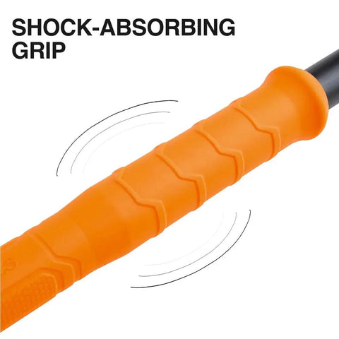 36 Inch Gooseneck Wrecking Bar With Nail Puller Heavy Duty Forged Carbon Steel Pry Bar showing orange shock-absorbing grip
