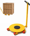 Bulletproof Heavy Duty Machinery Skates 4 Ton Load Capacity Stainless Steel Equipment Movers with a wooden crate on a smooth rolling turntable.