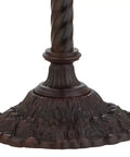 Base of 71-Inch Bronze Tiffany-Style Torchiere Floor Lamp With Dope Handcrafted Stained Glass Shade Featuring Floral Motif Classic Art Nouveau Iron Standing Lamp LED Bulb Included.