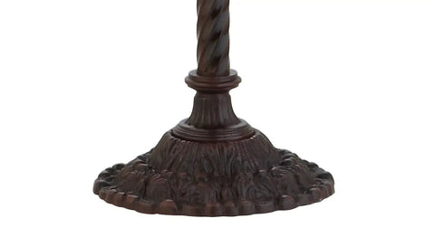 Base of 71-Inch Bronze Tiffany-Style Torchiere Floor Lamp With Dope Handcrafted Stained Glass Shade Featuring Floral Motif Classic Art Nouveau Iron Standing Lamp LED Bulb Included.