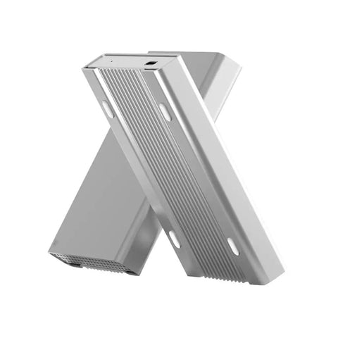 Beefy 2.5 Inch USB 3.0 Aluminum Drive Enclosure And SATA Dock Case With Type C Adapter, silver portable storage unit view.
