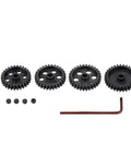 4 Pack Steel Pinion Gears For One Eighth Scale RC Cars, 28T 29T 30T 31T, 5mm Shaft Hole, Beefy Gear Teeth, High Strength Wear Resistant Set With M4 Set Screws
