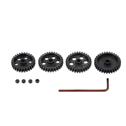 4 Pack Steel Pinion Gears For One Eighth Scale RC Cars, 28T 29T 30T 31T, 5mm Shaft Hole, Beefy Gear Teeth, High Strength Wear Resistant Set With M4 Set Screws